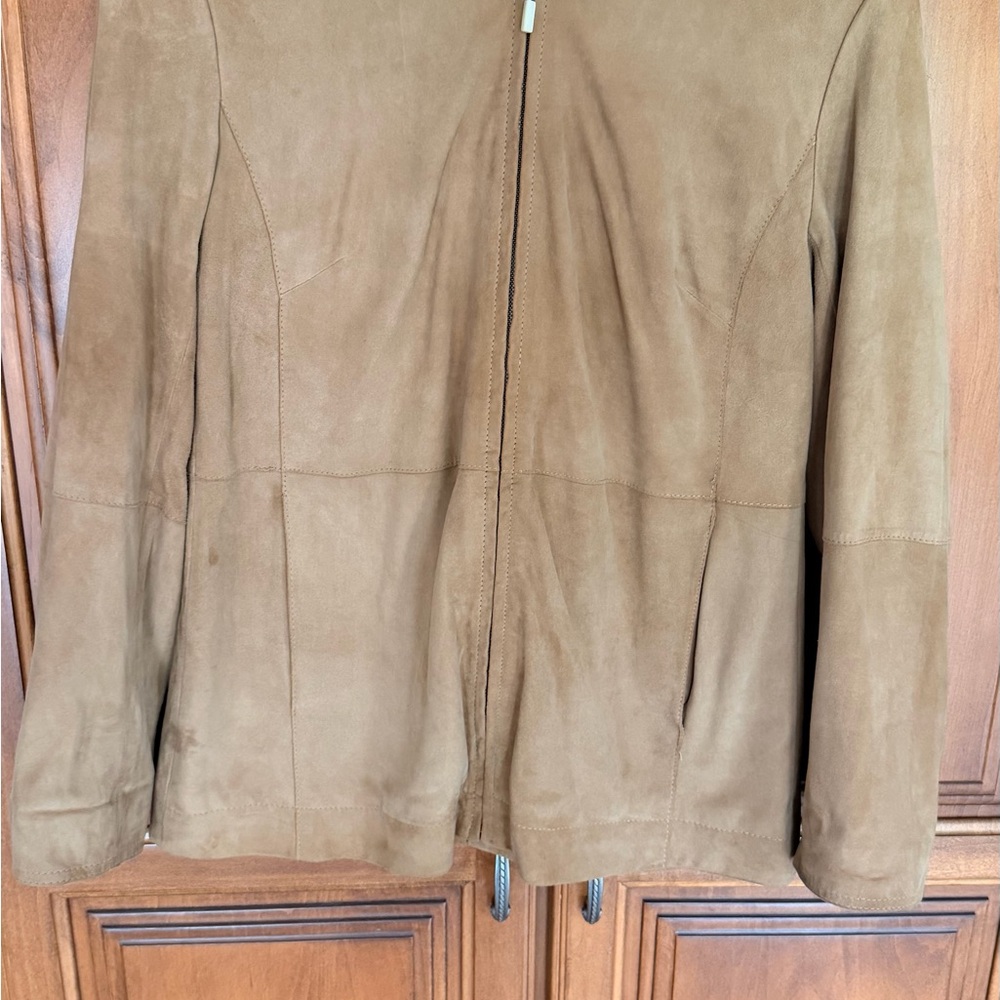 J Jill Suede Zip-Front Women's Jacket in Tan